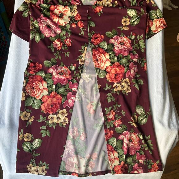 Stillettos Women’s 3/4 Sleeve V-neck Slit Front Floral Maxi Dress size M,Purple - Picture 8 of 9